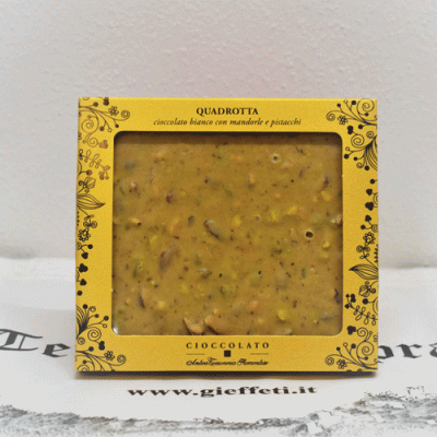 "Quadrotta" Cioccolato Bianco con Mandorle e Pistacchi - Antica Torroneria Piemontese